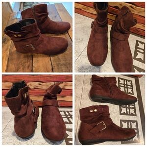 New Briwn Suede-look Booties Sz 8.5 "Adeline" Comfortview